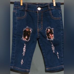 EUC - Girl's Size 10 Jean Shorts W/Flower Patches